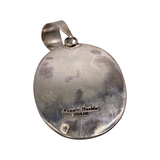 Navajo Handmade Kingman Turquoise Pendant Set In Sterling Silver