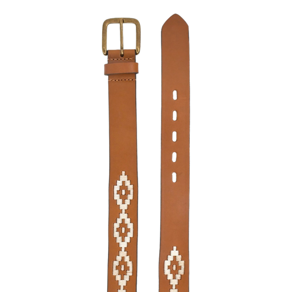 Gaucho Belt - Chestnut Brown / White