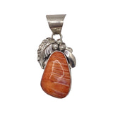 Handmade Spiny Oyster Shell Pendant In A Sterling Silver Leaf Setting