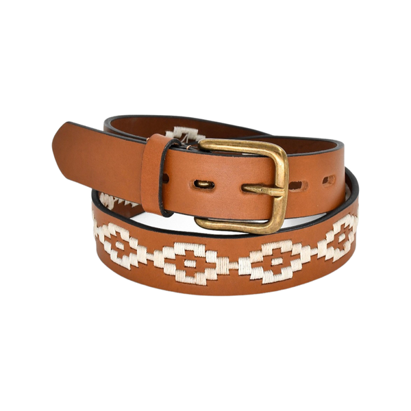 Gaucho Belt - Chestnut Brown / White