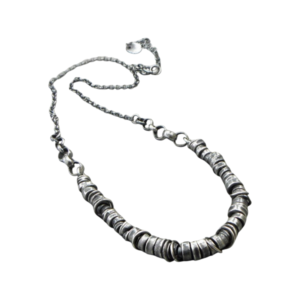 Oxidized raw sterling silver necklace - 109