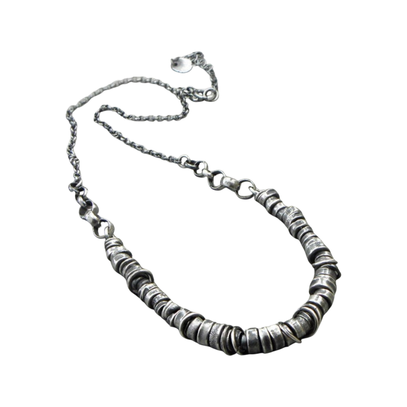 Oxidized raw sterling silver necklace - 109