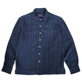 "Duke"  Linen Viscose Long Sleeve Shirt - Navy