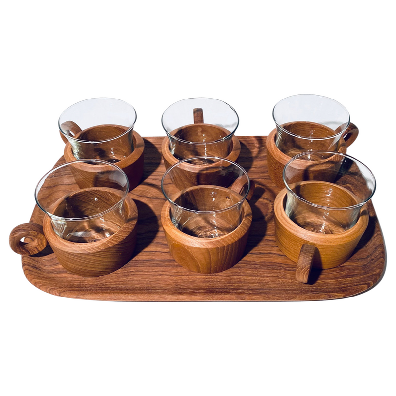 Vintage Teak Tea Set With Tray