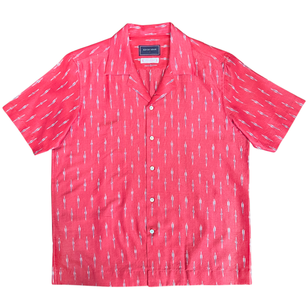 Hand Loomed Ikat Short Sleeve Shirt - Red