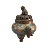 Copper Cloisonné Enamel Lion Cover Incense Burner