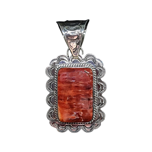 Coral and Spiny Oyster Sterling Silver Pendant