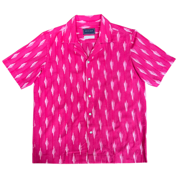 Hand Loomed Ikat Short Sleeve Shirt - Pink