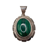 Navajo Handmade Oval Malachite Pendant