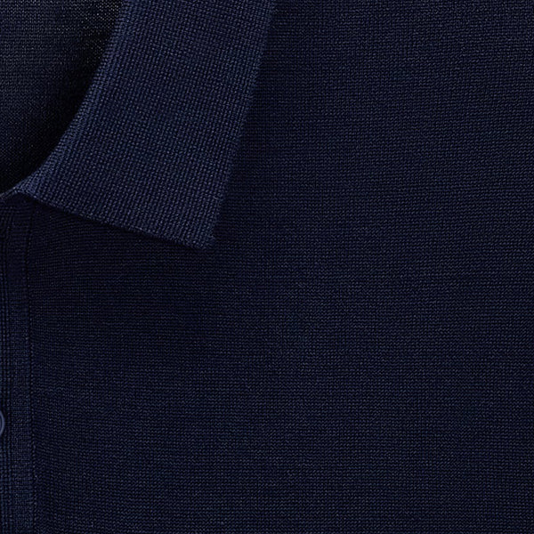 "SHAWN" SILK COTTON KNIT POLO SHIRT - NAVY
