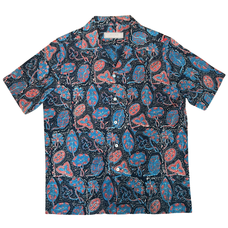 Block Print Short Sleeve Shirt - Black