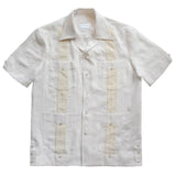 White Linen Guayabera Short Sleeve Shirt