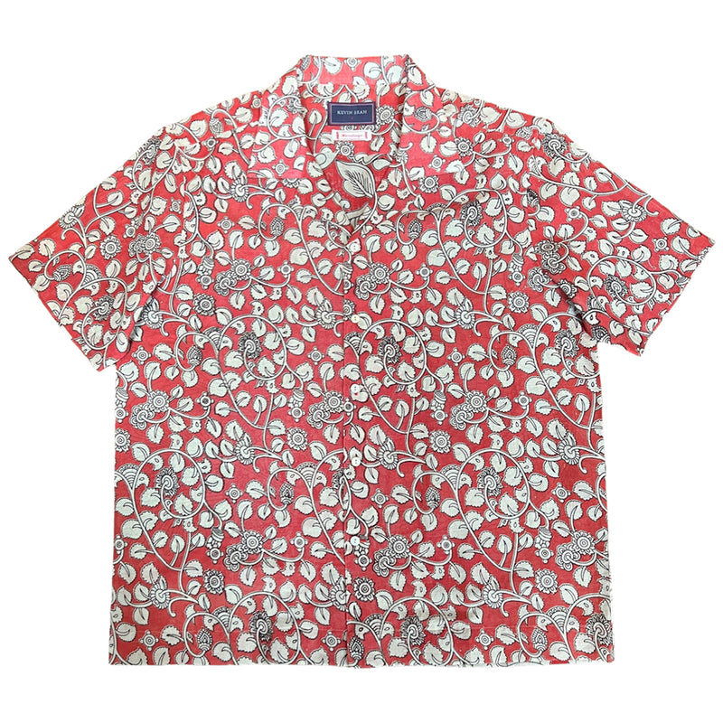 "BIRDS" Series Hand Painted Short Sleeve Shirt - RED