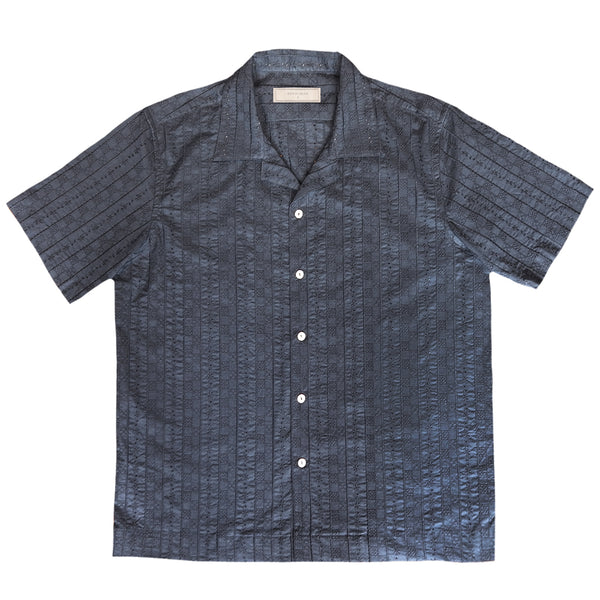 Dark Navy Embroidered Short Sleeve Shirt