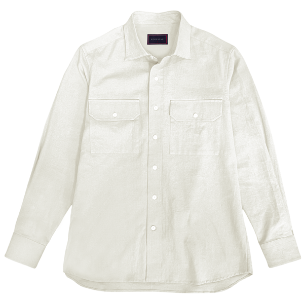 "Miles" Washed Cotton Linen Long Sleeve Shirt (Made to order)
