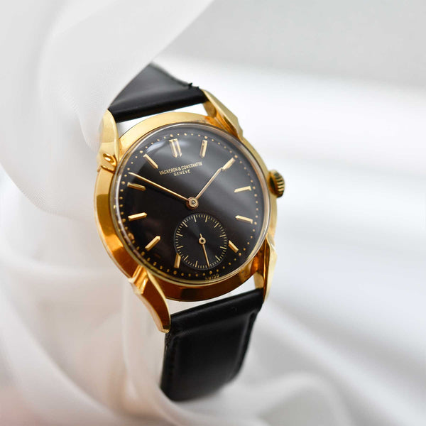 Vacheron Constantin Black Dial Fancy Lugs Yellow Gold Dress Watch